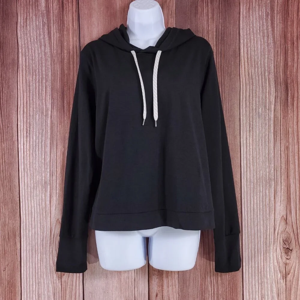 Vuori Black Hoodie with White Drawstrings - Picture 1 of 12